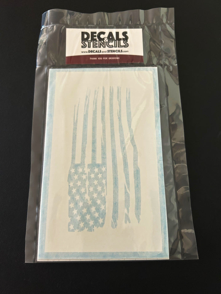 6 Inch Worn US Flag V3 Stencil 2 Pack