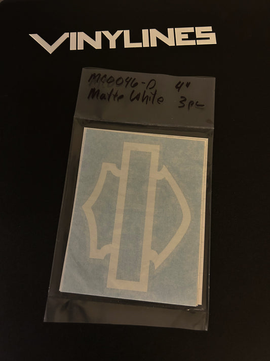 4 Inch Matte White Very Thick Bar and Shield Outline Decal 3 Pack