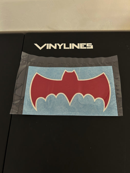 7 Inch Glossy Red on Glossy White 1966 Batmobile Symbol Decal