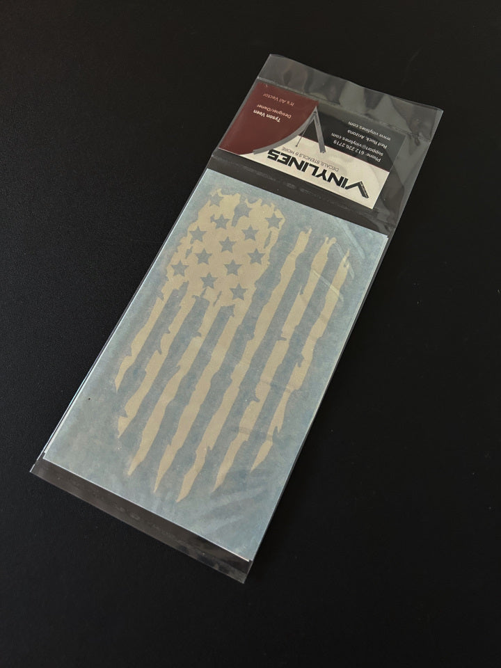 6 Inch White Worn US Flag V1 Decal 2 Pack