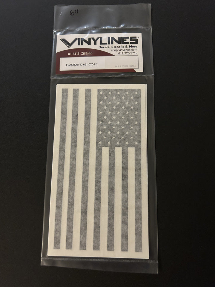 6 Inch Glossy Black Left and Right Facing US Flag Decals