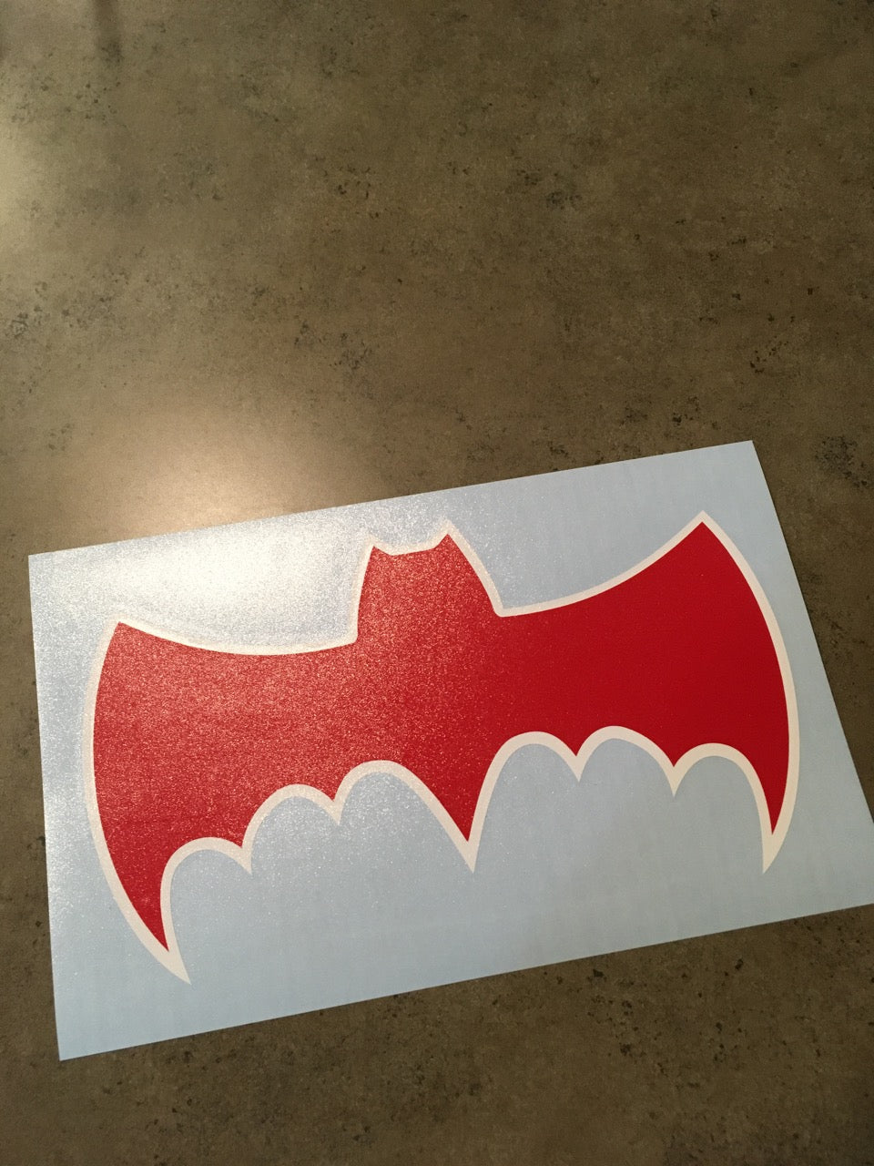 7 Inch Glossy Red on Glossy White 1966 Batmobile Symbol Decal